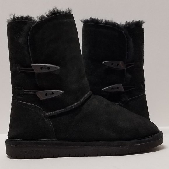 Bearpaw Abigal Black Suede Sheepskin/Wool Blend Fully Lined Boots